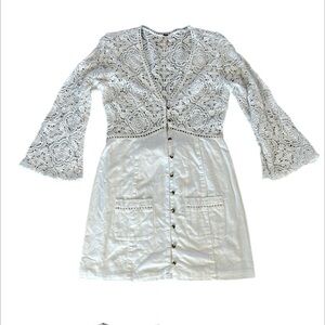 Free People Shrimpton mini lace top dress size small white